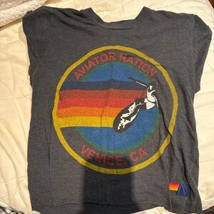 Aviator Nation Gray Kids Shirt with Rainbow Logo